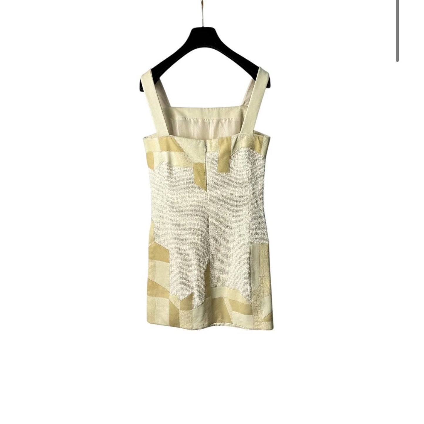 Chanel Spring 2010 Beige Tweed Leather Parts Dress Sz.38 Pre-Owned