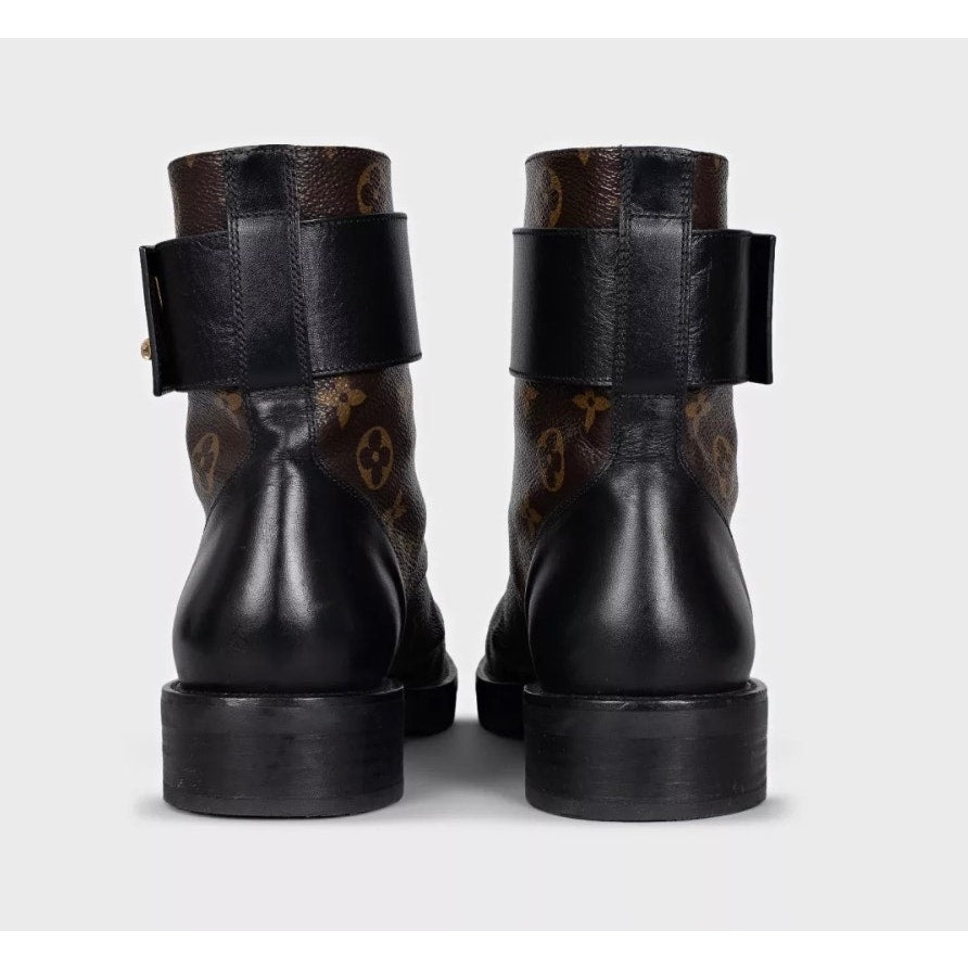 Louis Vuitton Monogram Canvas Leather Ankle Boots 38.5 Pre-owned