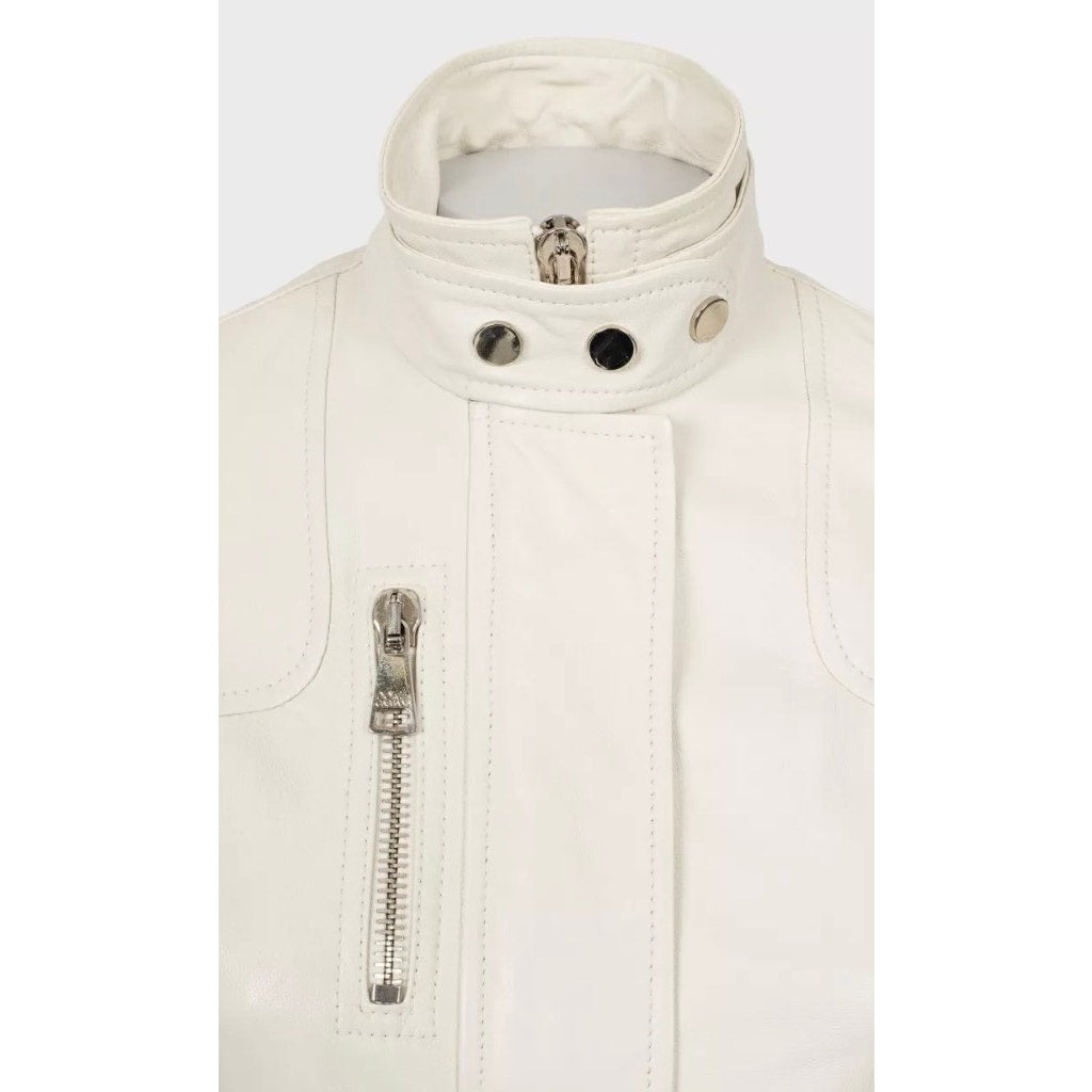 Dolce & Gabbana White Leather Jacket IT 40 / S Pre-owned