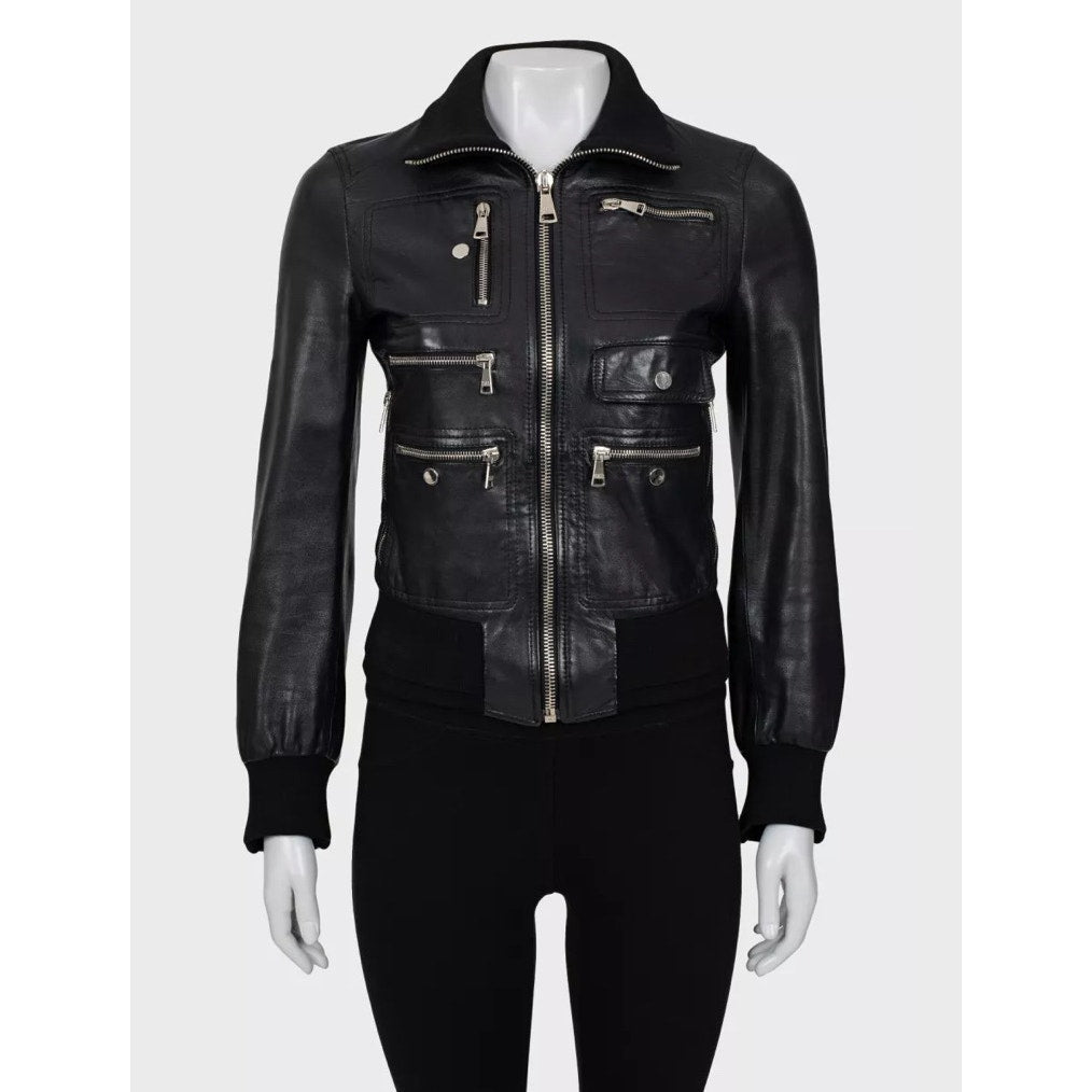 Dolce & Gabbana Black Leather Jacket - IT38 / XS pre-owned