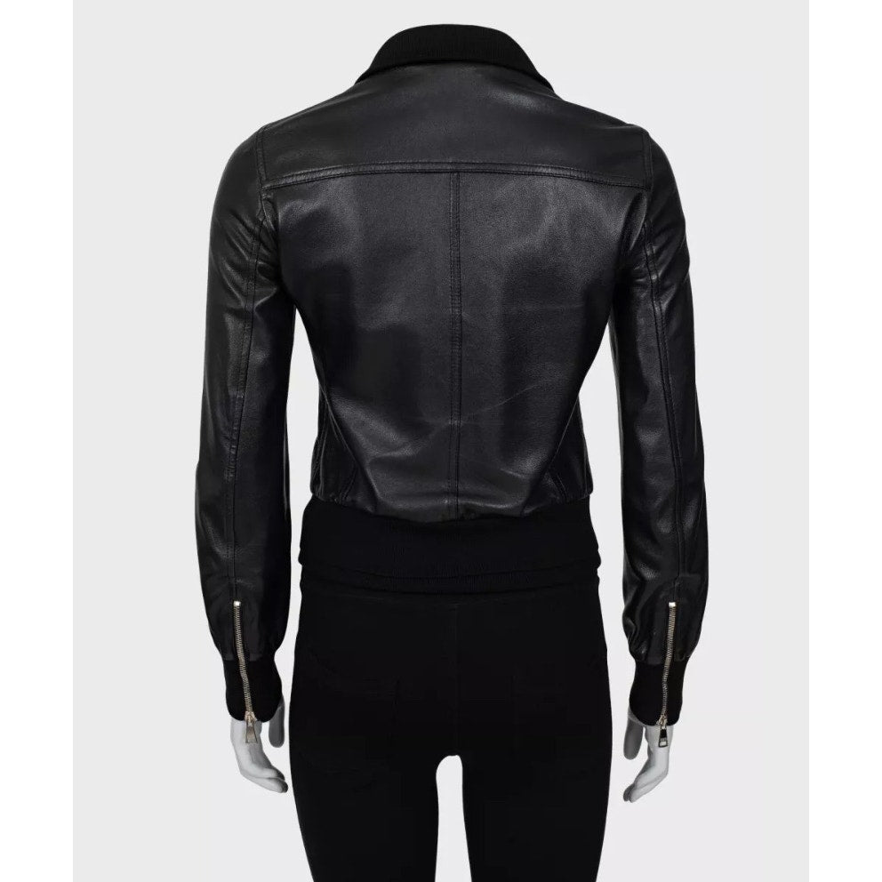Dolce & Gabbana Black Leather Jacket - IT38 / XS pre-owned