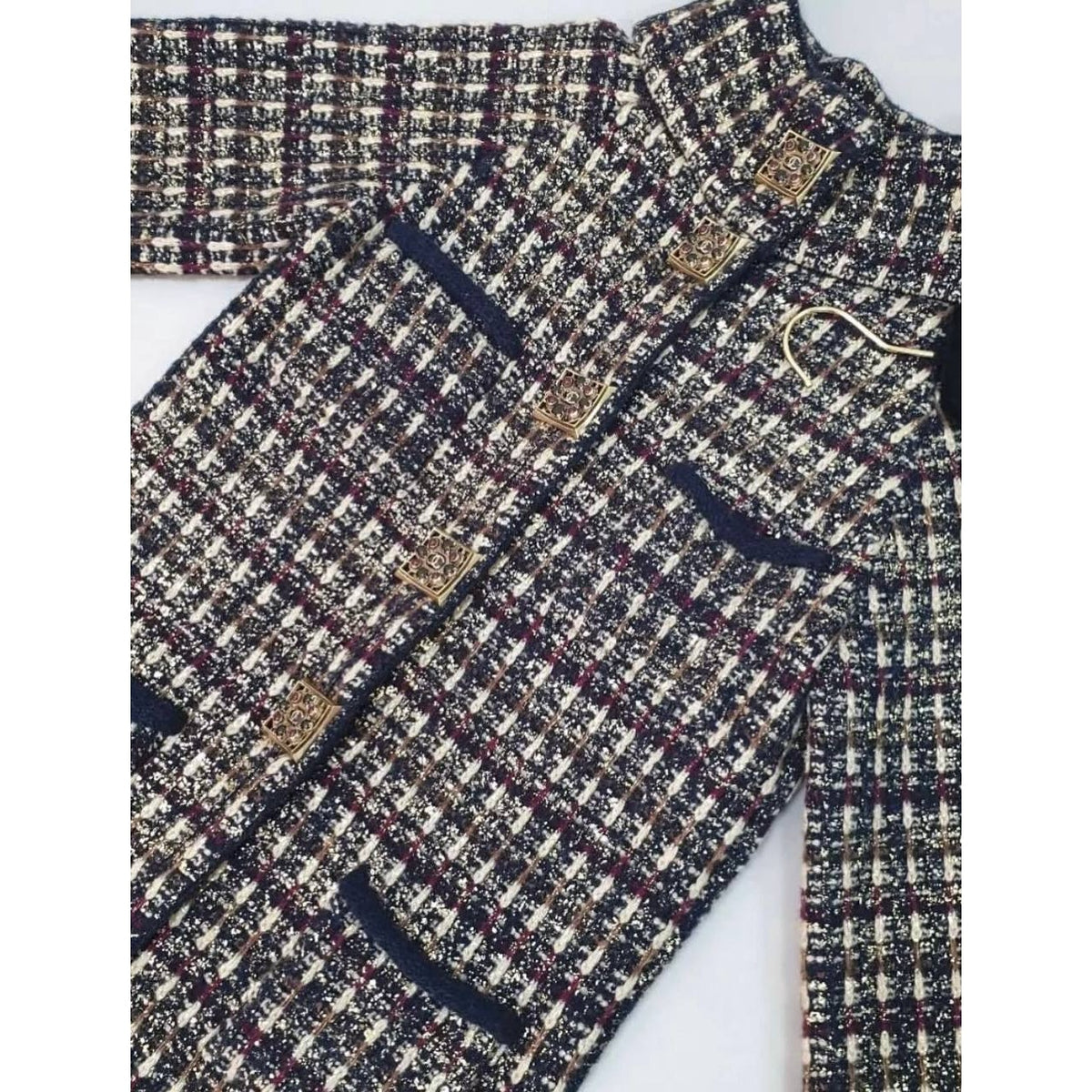 CHANEL 11A Paris-Byzance Metallic Tweed Coat FR 42 Pre-owned