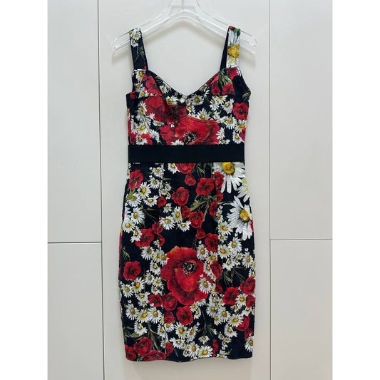 Dolce & Gabbana Floral Print Fitted Dress - Size 44 Pre-owned