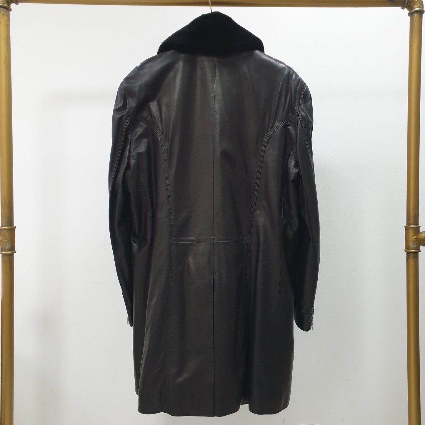 Zilli Shearling-Lined Brown Leather Coat - Size XXL / 64 Pre-owned