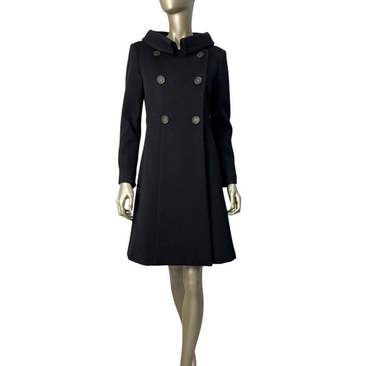 Chanel 2012 Black Wool Double Breasted Coat Sz.38 Pre-owned