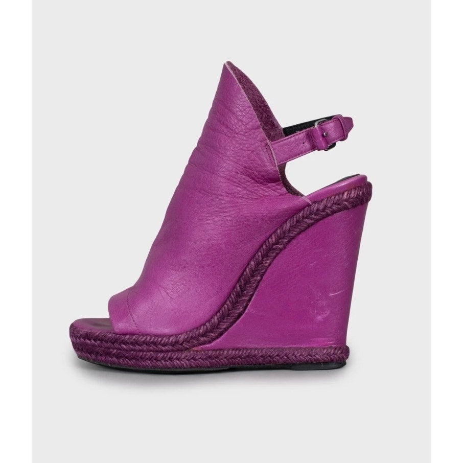 Stunning Balenciaga Purple Leather Wedge Sandals - Size 36 Pre-owned