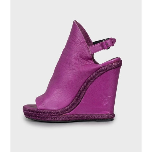Stunning Balenciaga Purple Leather Wedge Sandals - Size 36 Pre-owned