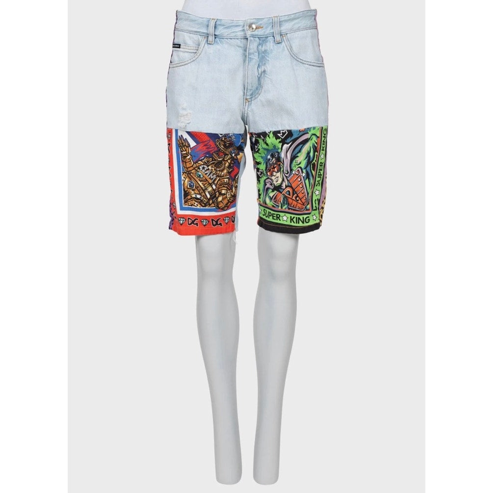 Dolce & Gabbana Mixed Panel Denim Shorts IT46/XL Pre-owned