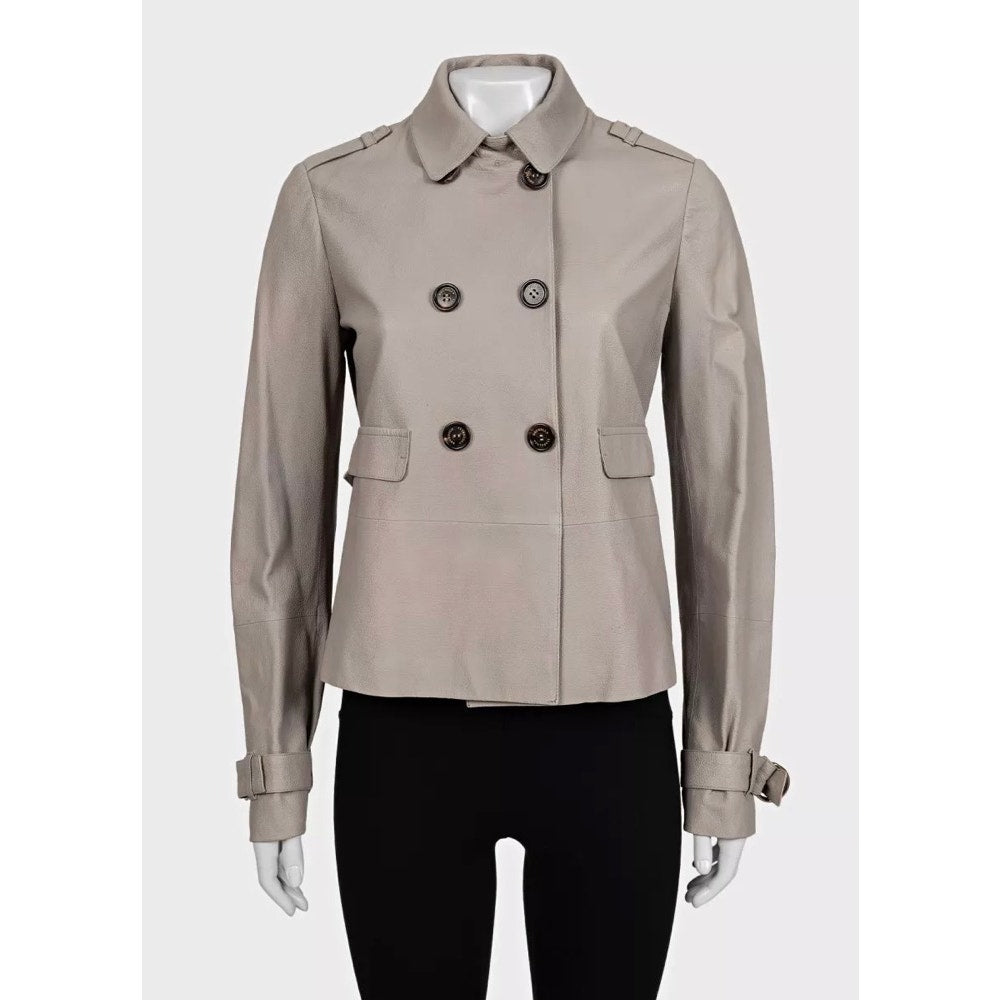 Brunello Cucinelli Beige Leather Jacket - IT 42 / M Pre-owned