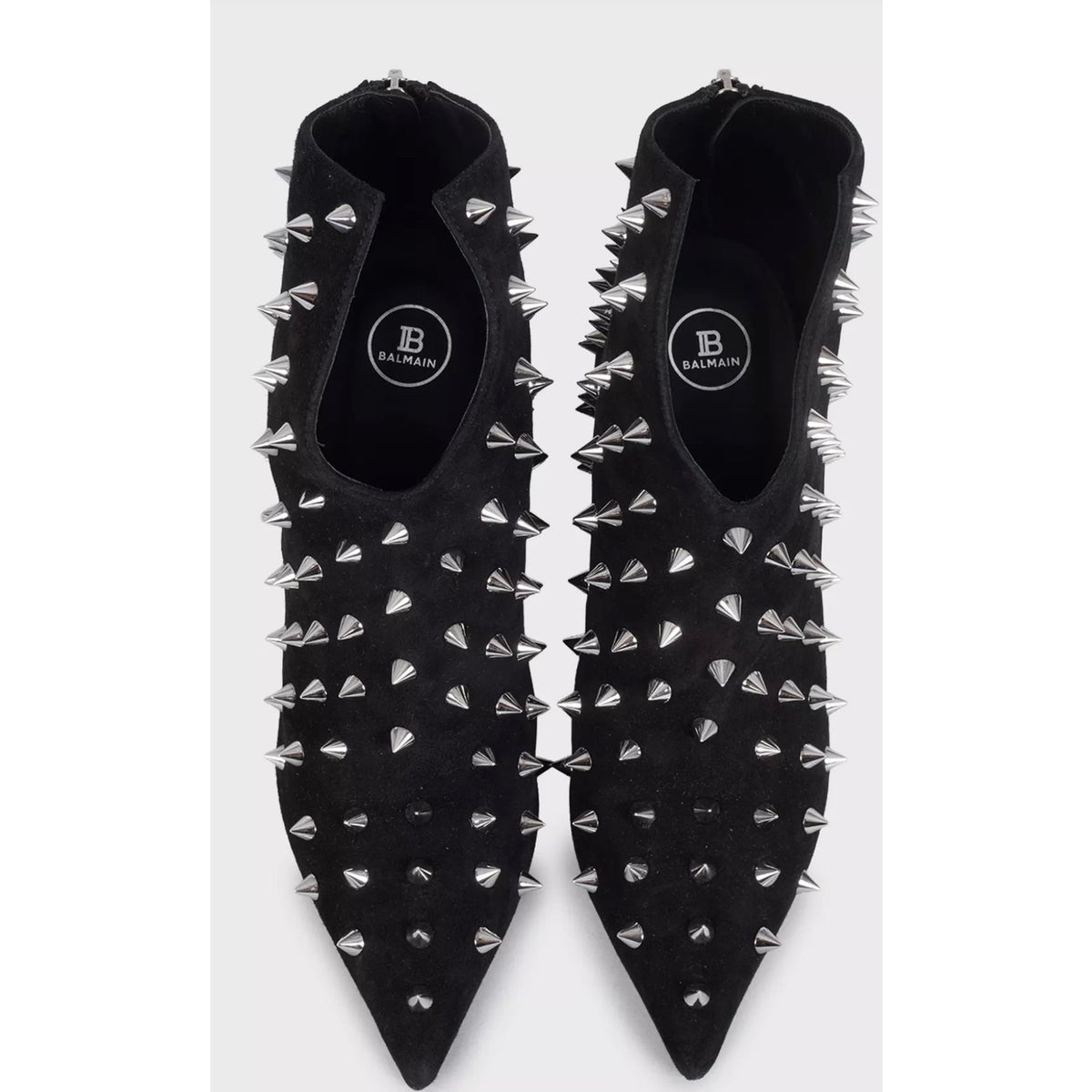 Balmain Black Suede Studded Ankle Boots EU 38 Pre-owned