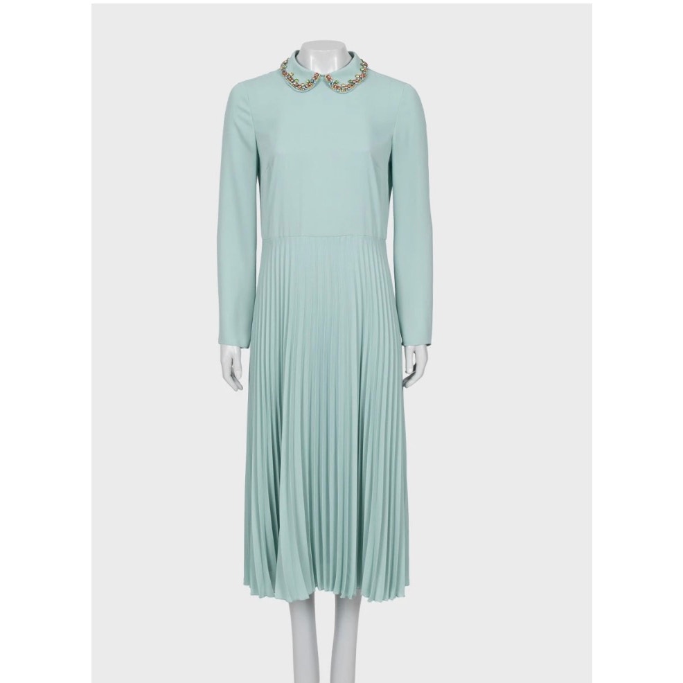 Red Valentino Black Pleated Hem Midi Dress - Size S pre-owned