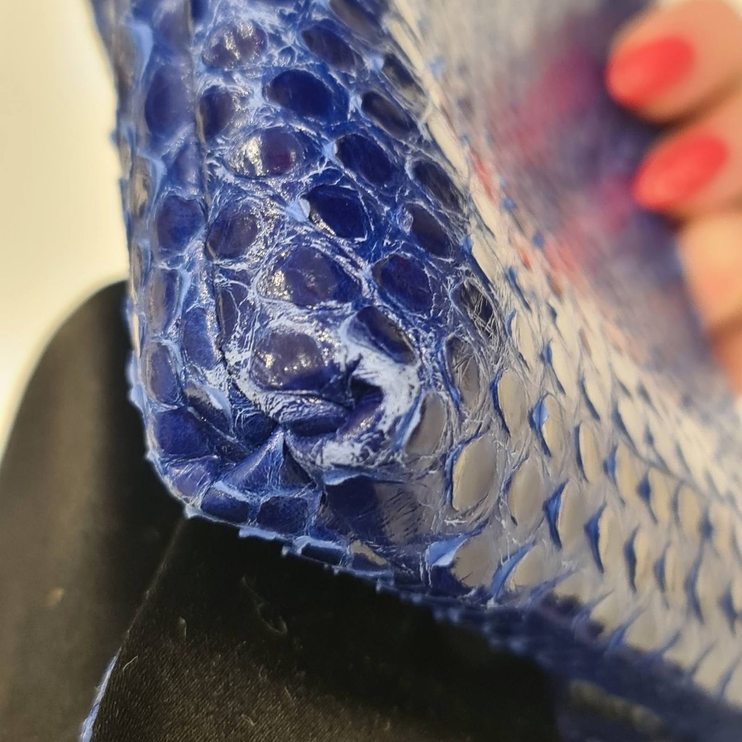 Valentino Garavani Blue Snakeskin Print Lambskin Clutch Bow Bag pre-owned