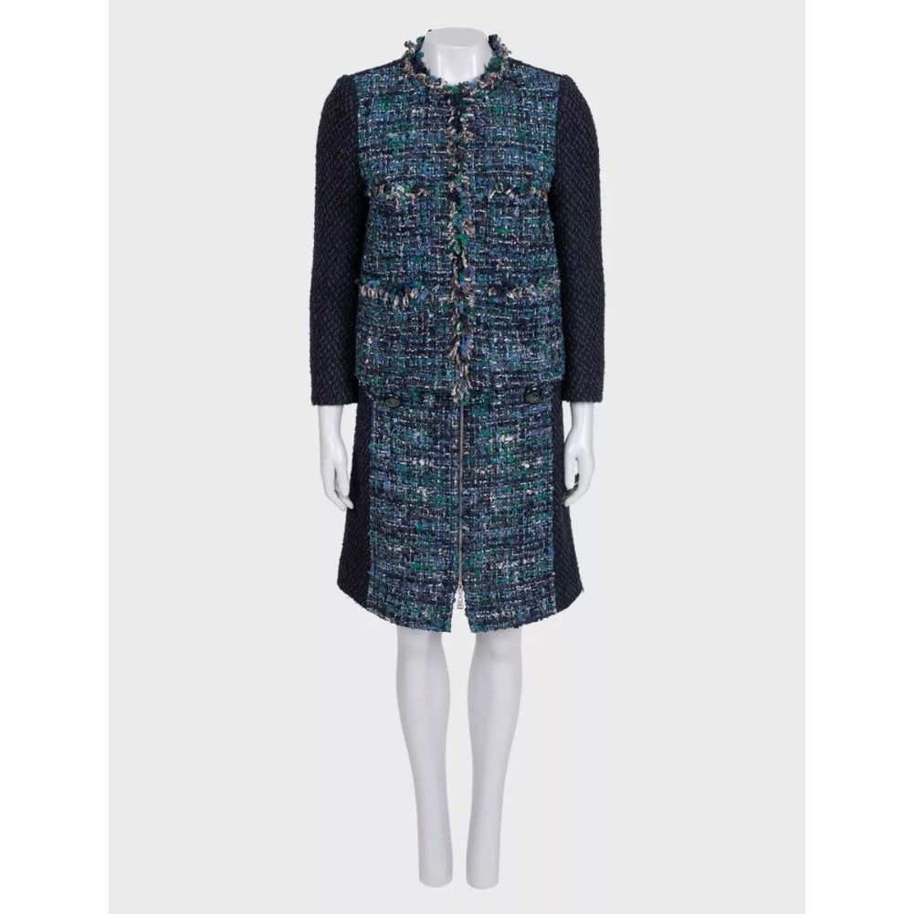 NWOT Louis Vuitton Blue Tweed Skirt Suit Set - Jacket & Skirt FR 38 Pre-owned
