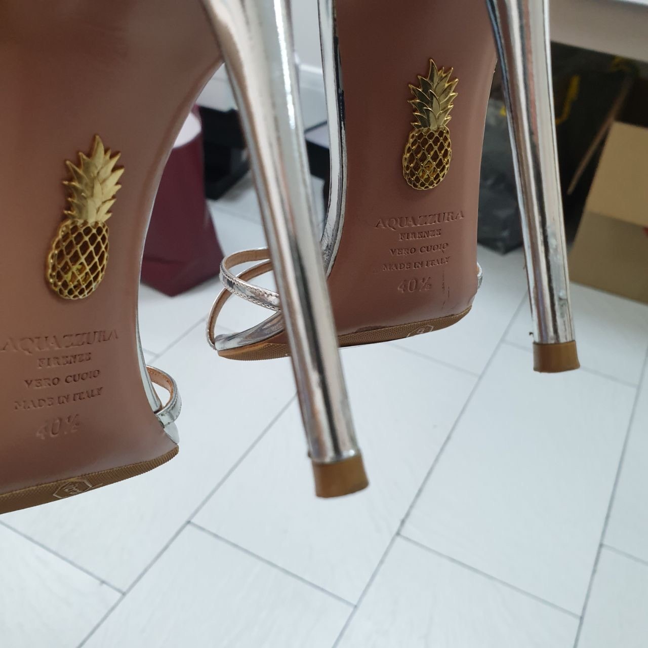 Aquazzura Silver High-Heel Sandals Sz.40.5 Pre-owned