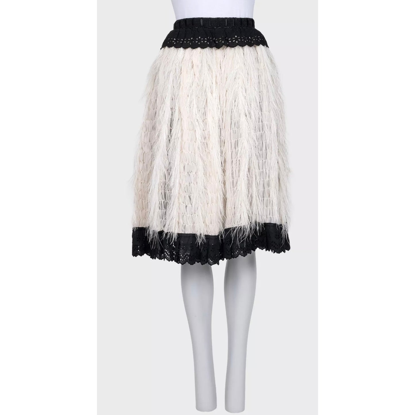 Dolce & Gabbana Lace Feather Skirt - Black/White - IT40/S Pre-owned