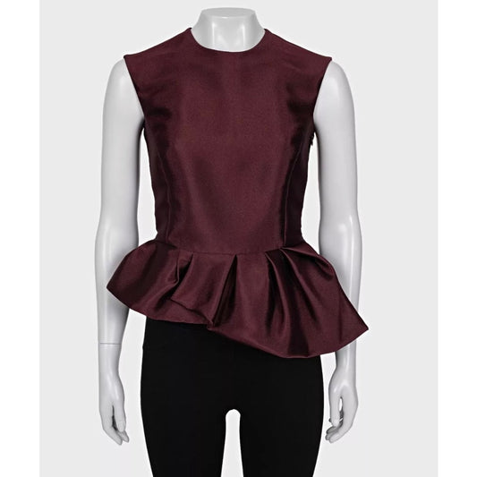 Christian Dior Burgundy Silk Blend Peplum Top - Size M / FR38 Pre-owned