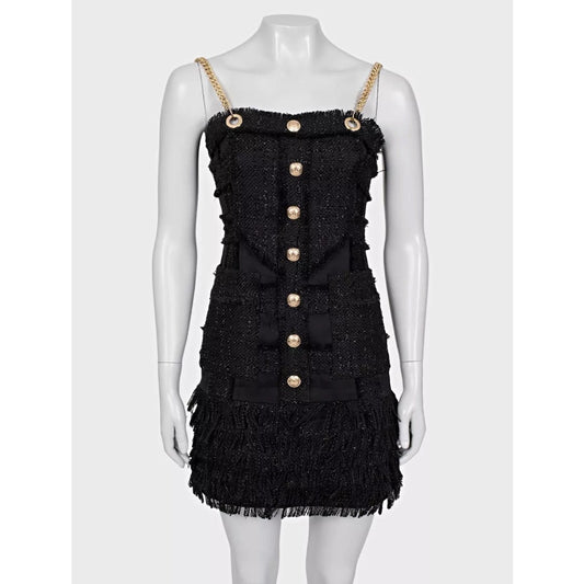 Balmain Black Gold Straps Dress  Sz.S Pre-owned