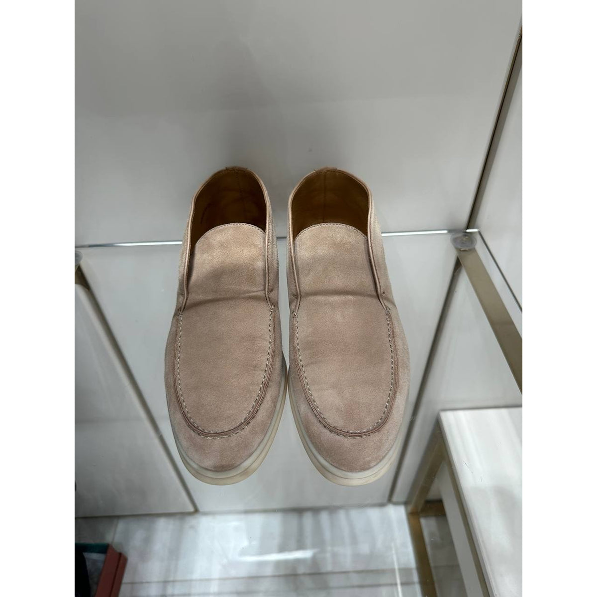 Loro Piana Elegant Beige Suede Ankle Loafers Sz.38 Pre-owned