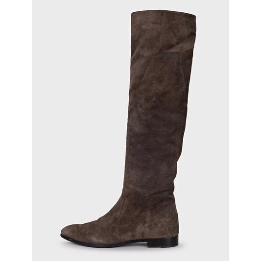Prada Brown Suede Pointed Toe Zip Boots EU 38 Pre-owned