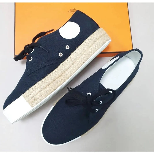 NWOB HERMES  Navy Low-cut Sneakers Espadrilles Sz.39 Pre-Owned