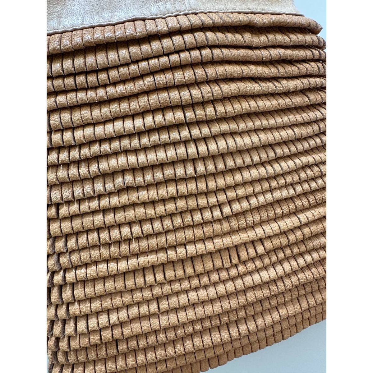 Fendi Beige Leather Jacket Woven Sleeves IT 42 Pre-owned