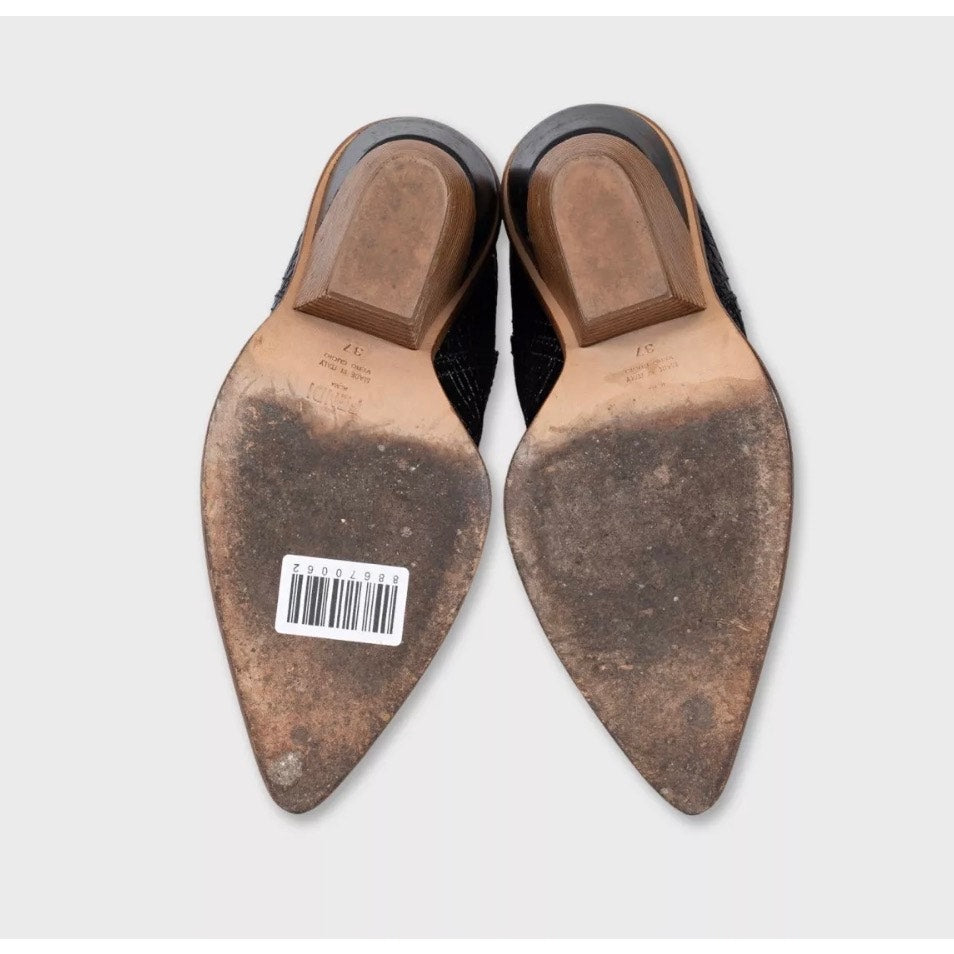 Fendi Black Leather Cowboy Boots - Size 37 Pre-owned