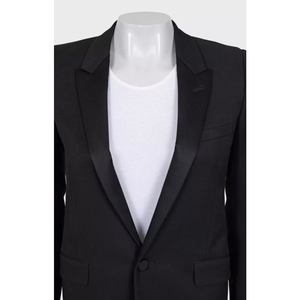 Saint Laurent Black Straight Fit  Satin Lapels Blazer Sz.XS Pre-owned