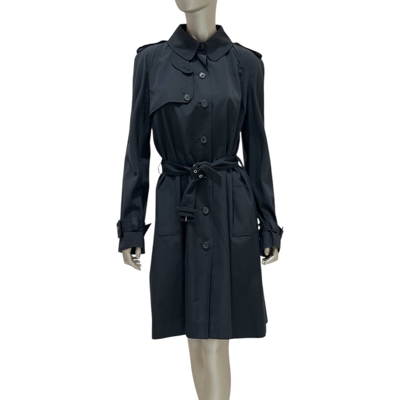 Christian Dior Black Cotton Trench Coat - Size 44 pre-owned
