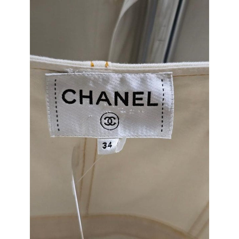Chanel White Denim Sundress with Gold Buttons Sz.34 Pre-owned