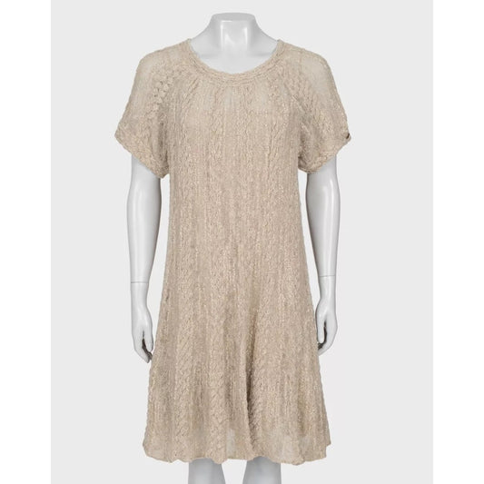 Chanel Grey-Beige Knitted Dress - Size FR42 / XL Pre-owned