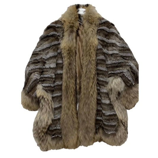 Rare Vintage Yves Saint Laurent  faux Fur Poncho Size 38 Pre-owned