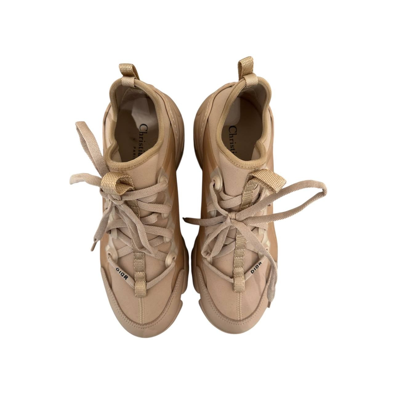 Dior D-Connect Lace-Up  Beige Leather & PVC Sneakers  sz.37.5 pre-owned