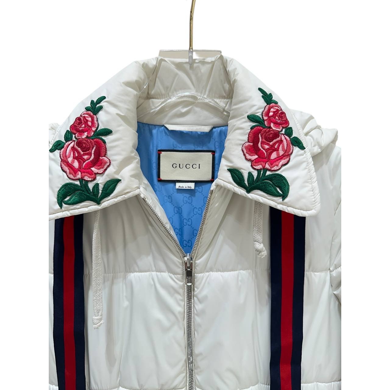 Gucci White Rose Collar Vest Puffer Jacket - Size 42 Pre-owned