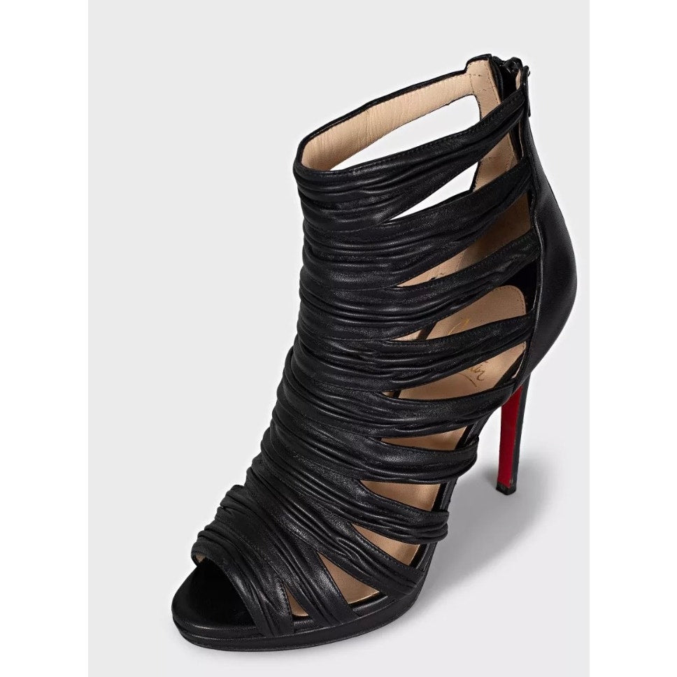 Christian Louboutin Black Leather Striped Pumps 36.5 Pre-owned