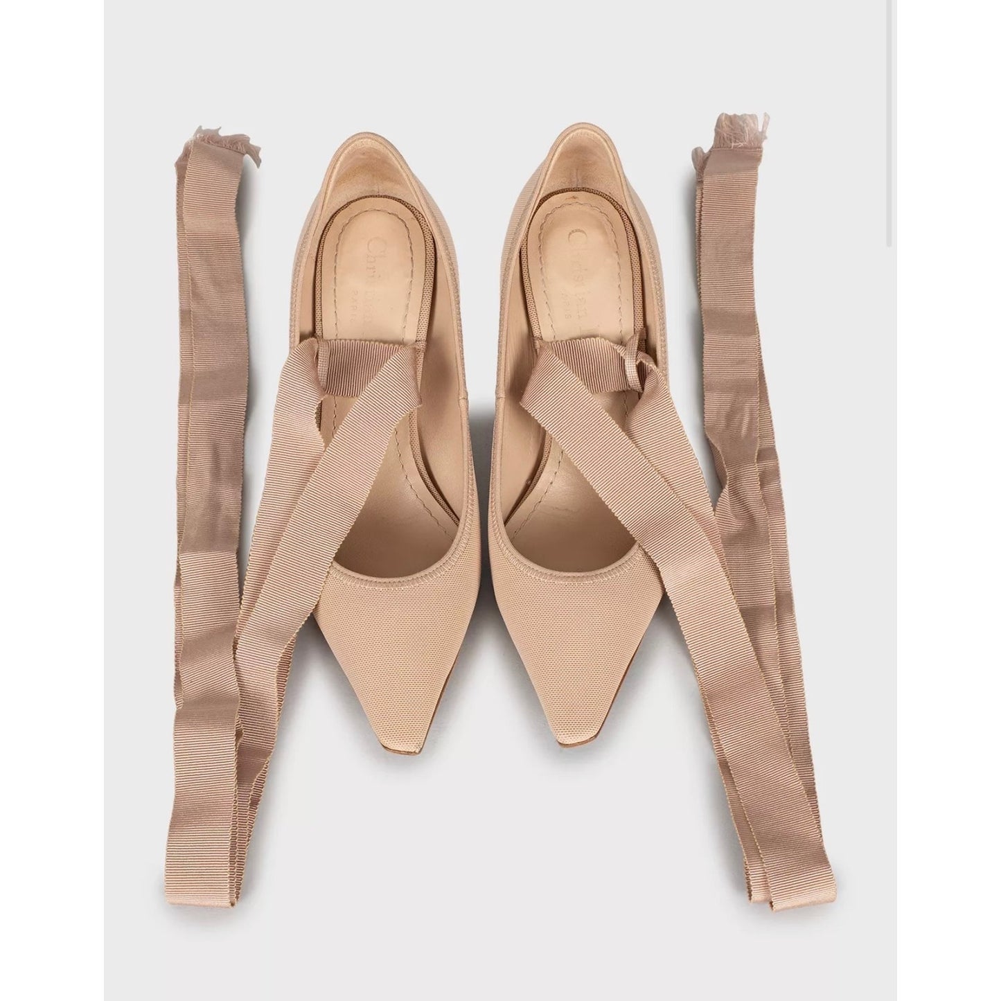 Christian Dior Beige Lace-Up Heels Size 35.5 Pre-owned