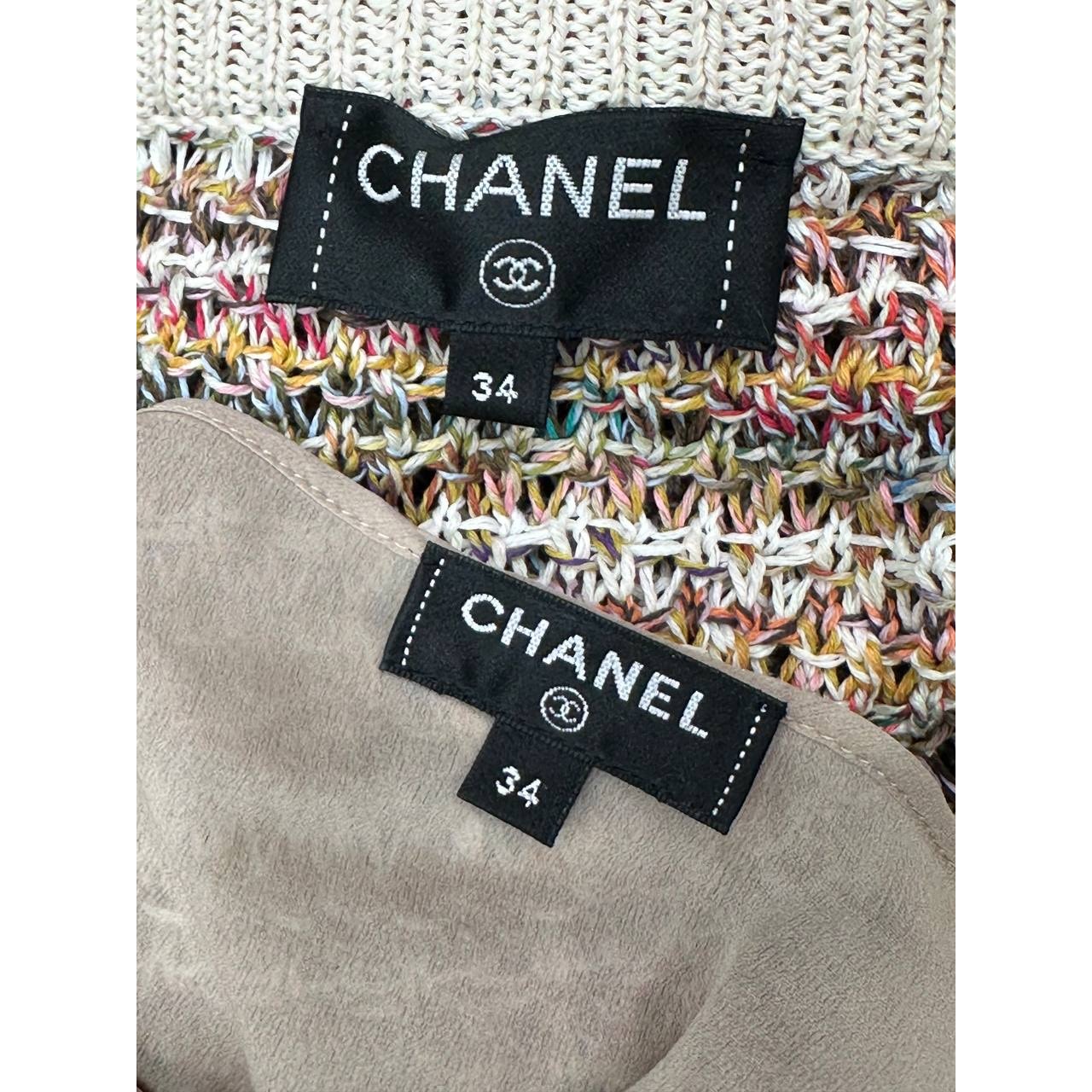 CHANEL 17C Cuba Collection Multicolor Knit Dress Sz.34 Pre-owned