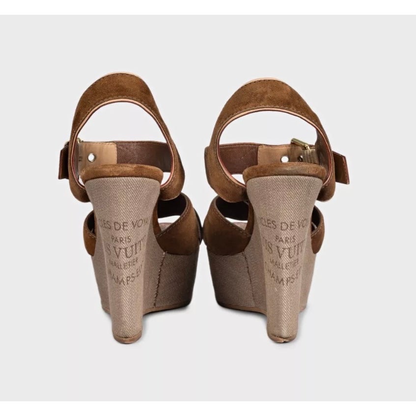 Louis Vuitton Brown Suede Monogram Platform Sandals EU 41 Pre-owned
