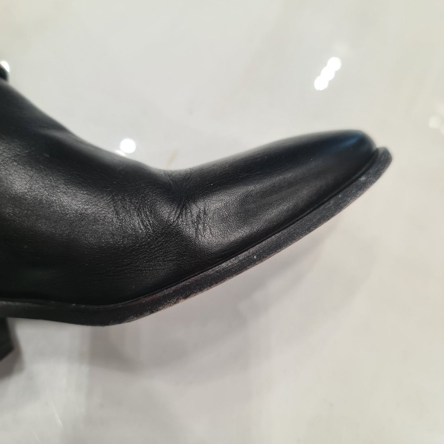 Saint Laurent Black Leather Texan Ankle Boots Sz.37 pre-owned