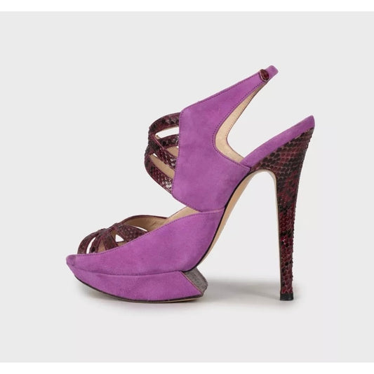 Nicholas Kirkwood Suede & Snakeskin print lambskin Sandals Size 36 Pre-owned