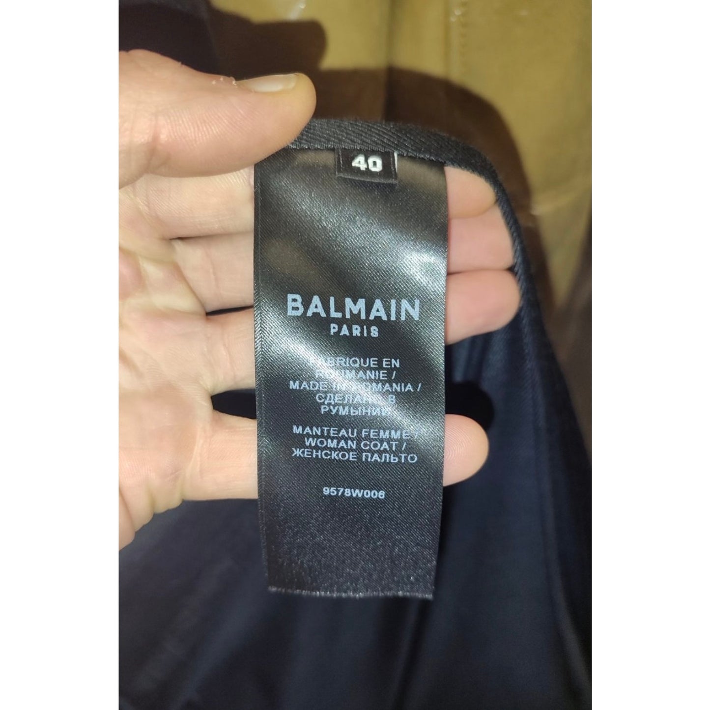 NWT Balmain Black Wool Cashmere Straight Coat Sz.40/L pre-owned