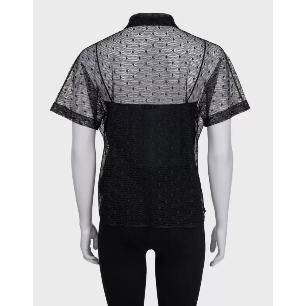 Christian Dior Black Silk Sheer Blouse - Size S Pre-owned