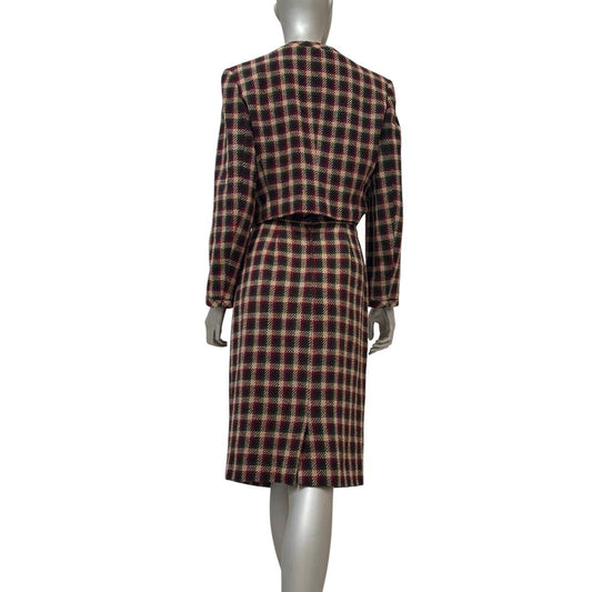 Valentino Miss V Vintage Wool Tweed Skirt Suit Sz.42/8 Pre-owned