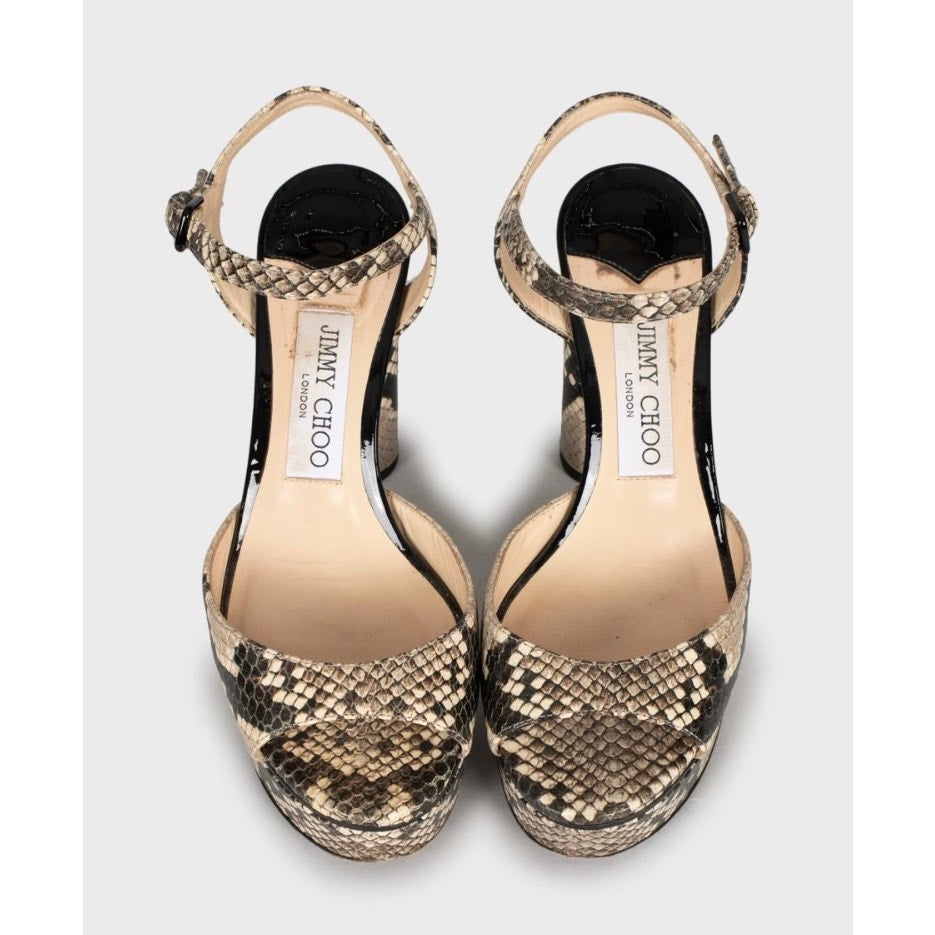 Jimmy Choo Animal Print Leather Block Heel Sandals 36 Pre-owned