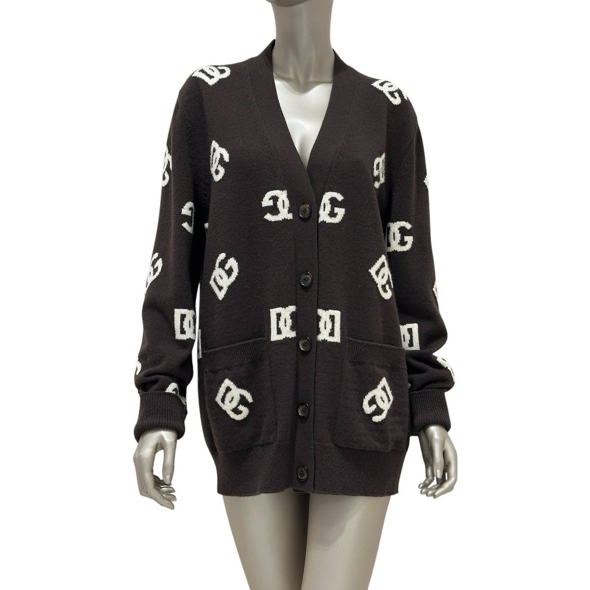 Dolce & Gabbana DG Monogram Wool Cardigan  sz.42 pre-owned