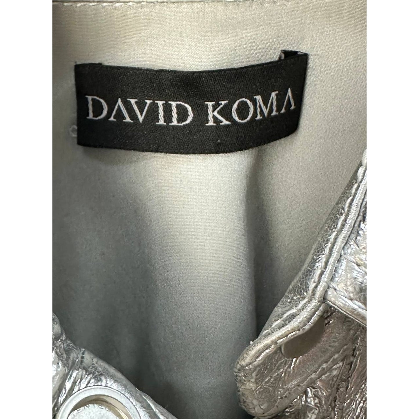 David Koma Silver Leather Shirt Sz.6
