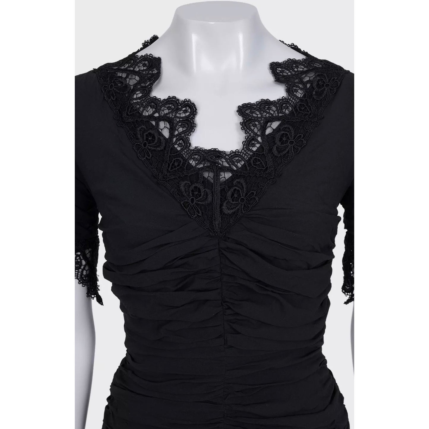 NWOT Dolce & Gabbana Black Draped Lace Dress - Size S pre-owned