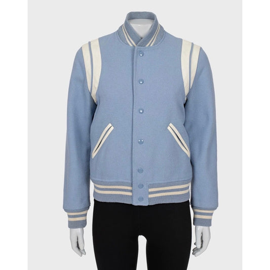 Saint Laurent Light Blue Wool Bomber Jacket FR40 / L Pre-owned
