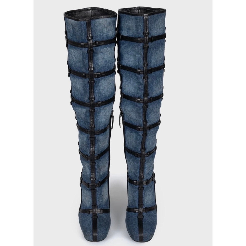 Tom Ford Blue Textile & Leather Boots - Size 36 (US 6) Pre-owned