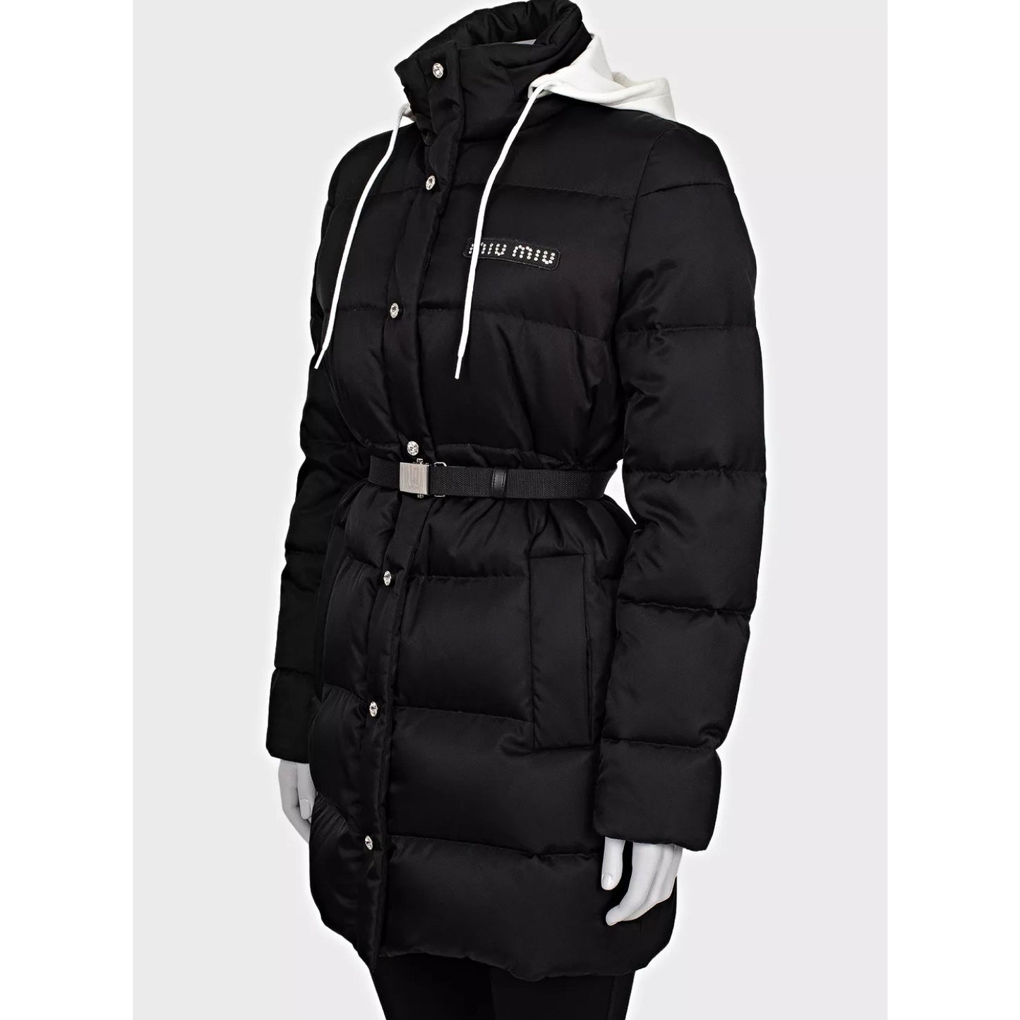 Miu Miu Black Gabardine Oversized Puffer Jacket IT 40/S Pre-owned