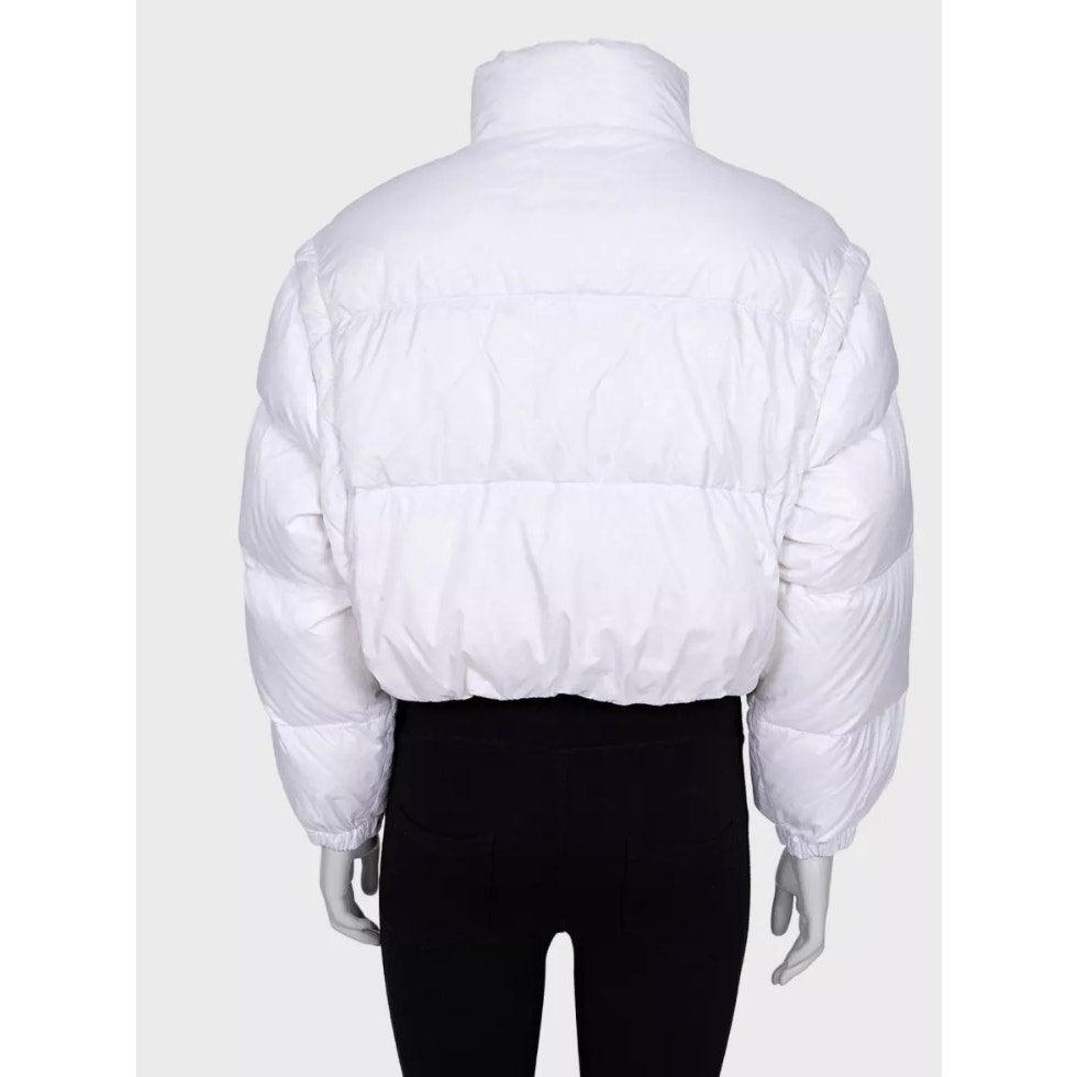Prada Cropped Logo Down Jacket White IT 38 / XS Pre-owned